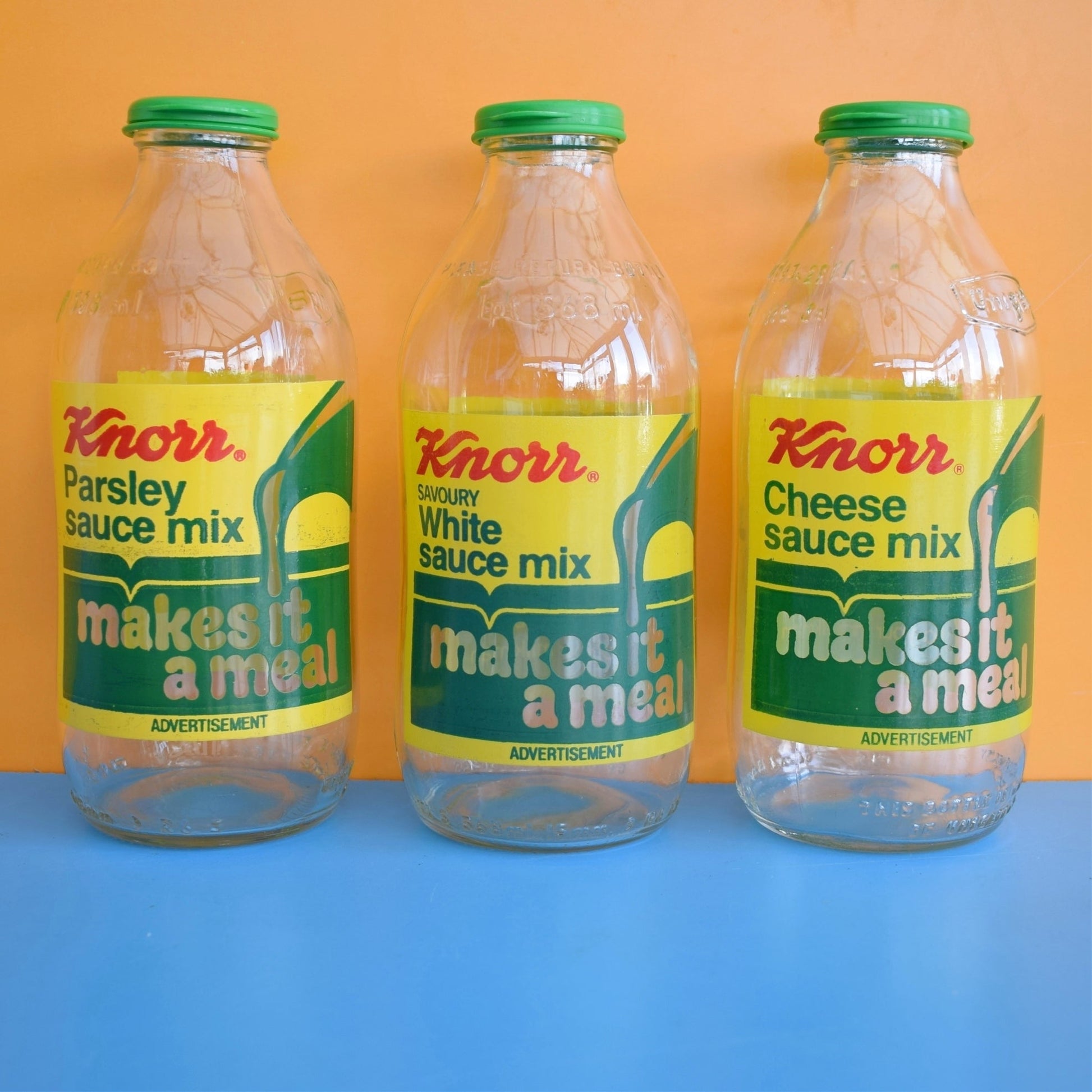 Vintage 1980s Glass Milk Bottles - Knorr - Reusable by Pineapple Retro