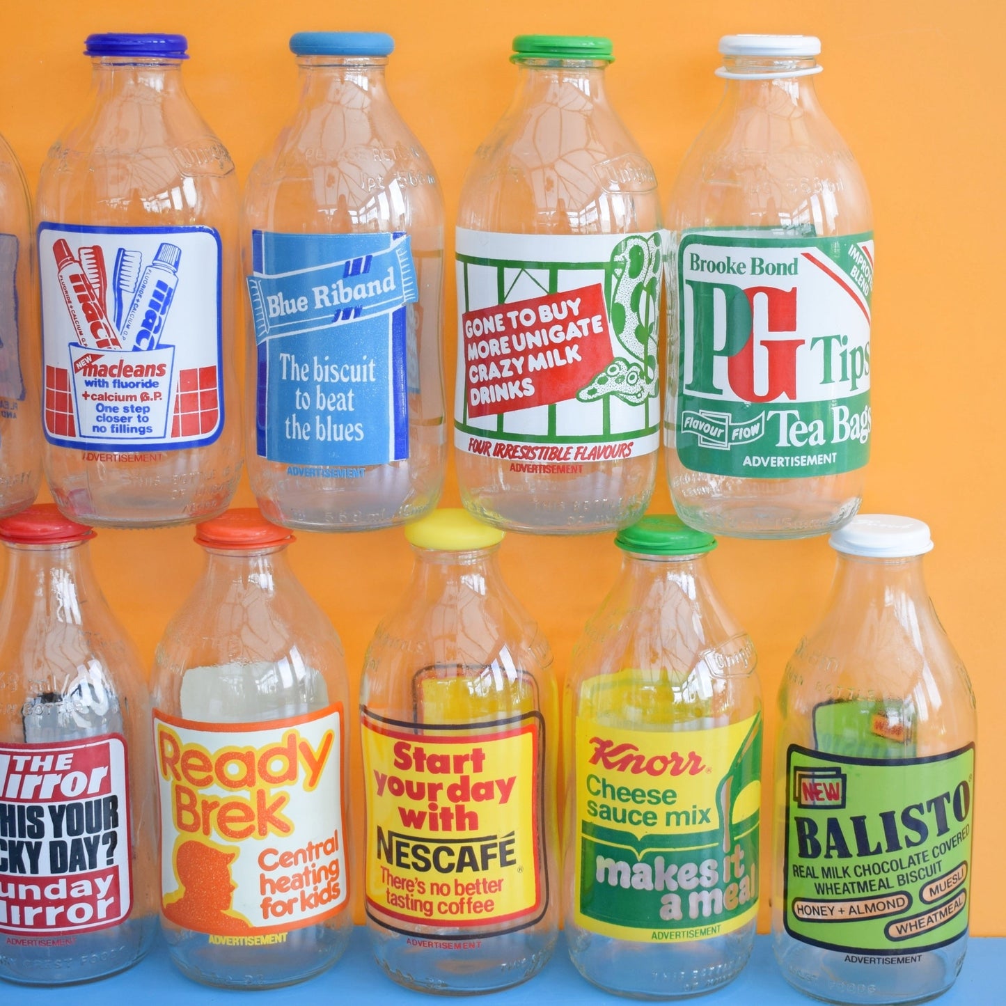 Vintage 1980s Glass Milk Bottles - Knorr - Reusable by Pineapple Retro