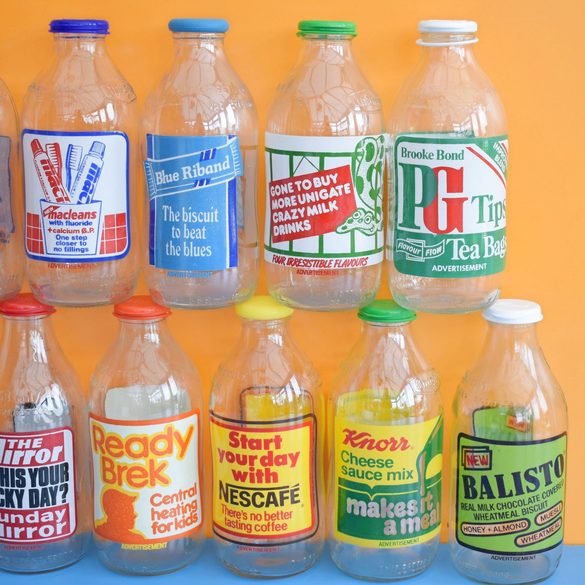 Vintage 1980s Glass Milk Bottles - Knorr - Reusable by Pineapple Retro