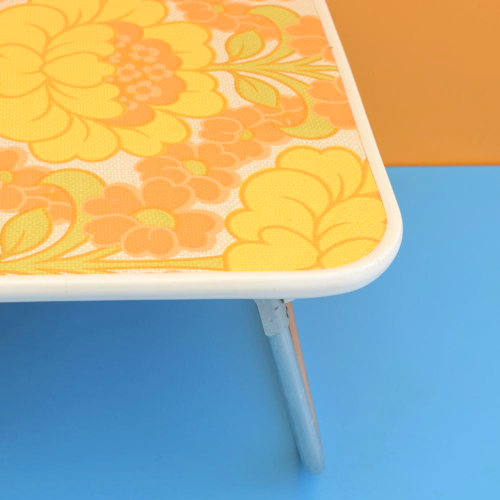 Vintage 1960s Folding Low Table - Flower Power - Orange .