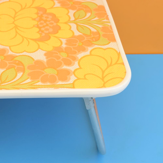 Vintage 1960s Folding Low Table - Flower Power - Orange .
