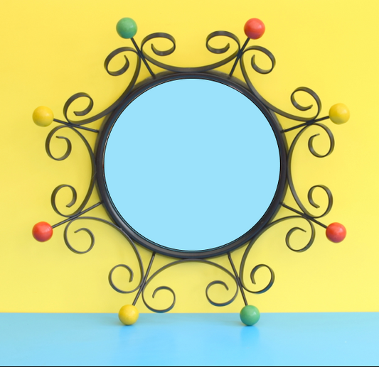 Vintage 1950s Atomic Ball Round Mirror - Convex by Vintage