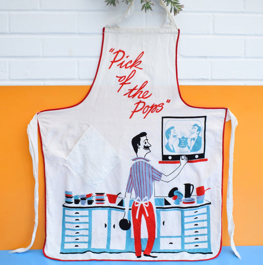 Vintage 1950s Full Apron- Pick Of The Pops by Pineapple Retro
