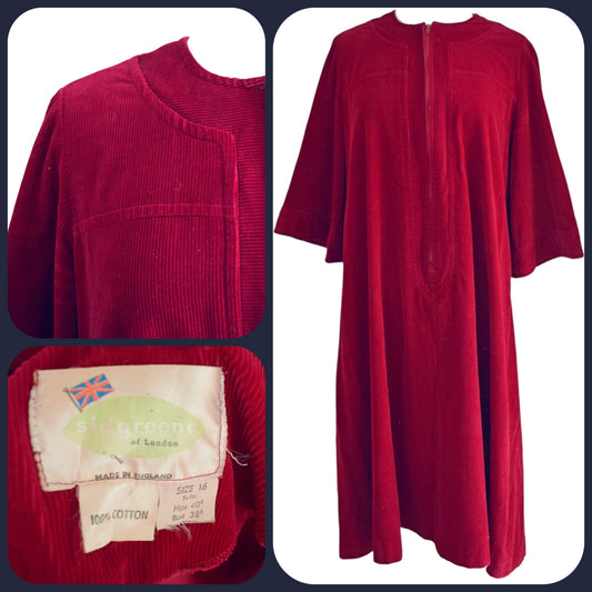 Vintage 1960s Shift Dress - Corduroy Size 14/16 by Pineapple Retro