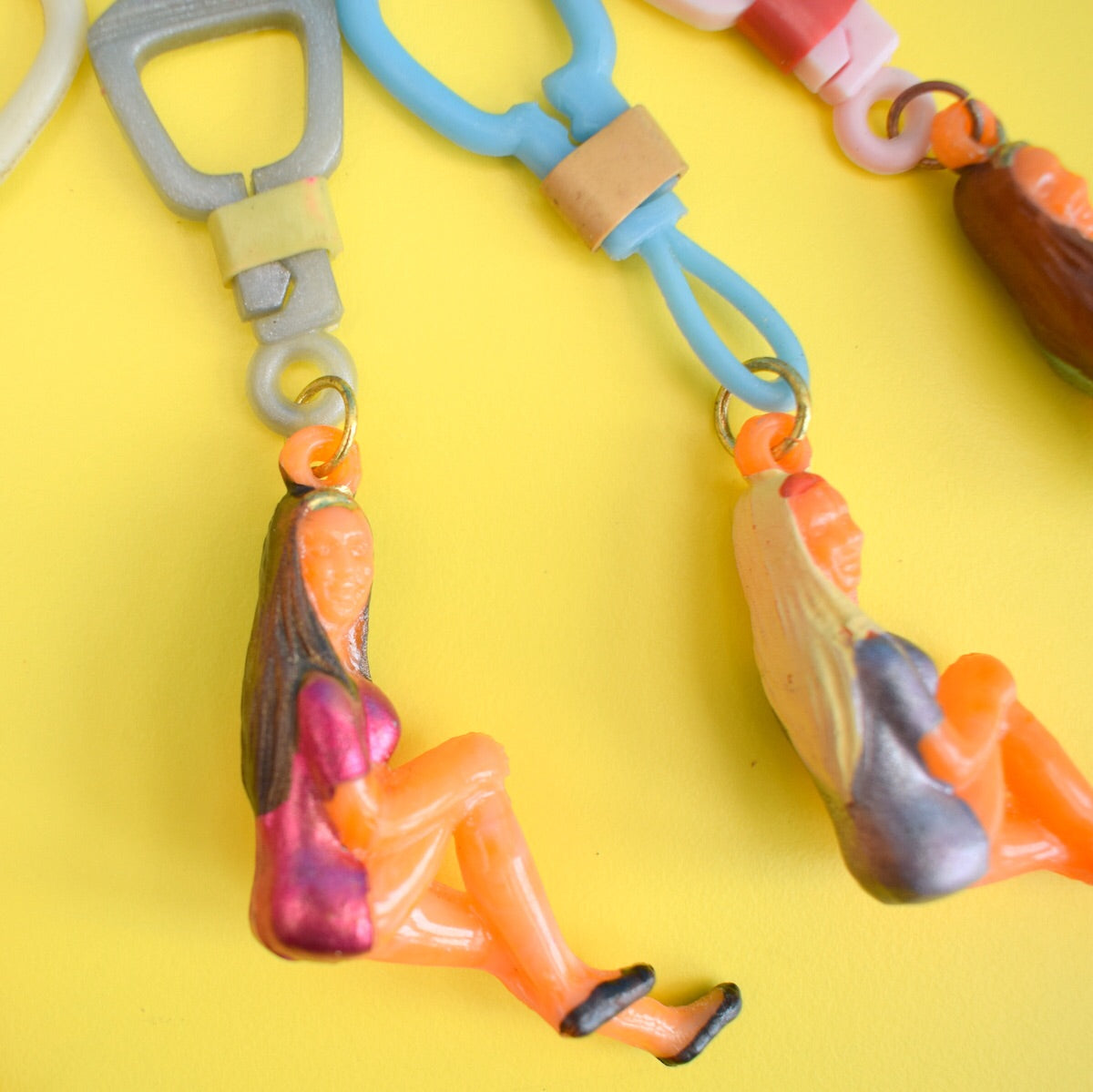 Vintage Kitsch 1970s Lady Keyring - Choice Of Colours