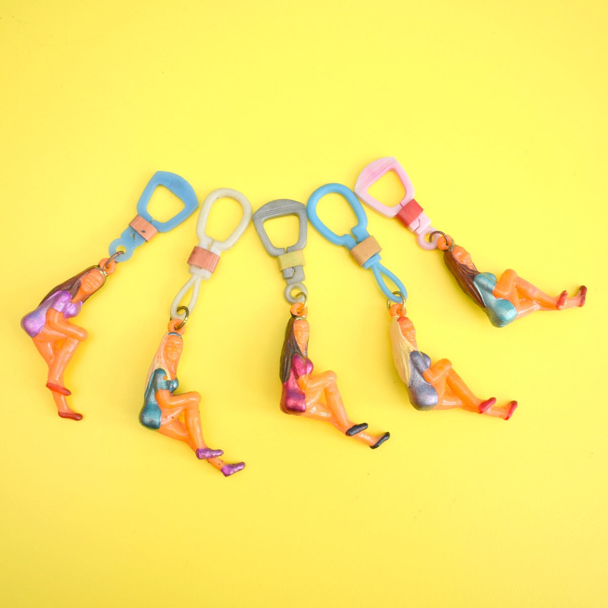 Vintage Kitsch 1970s Lady Keyring - Choice Of Colours