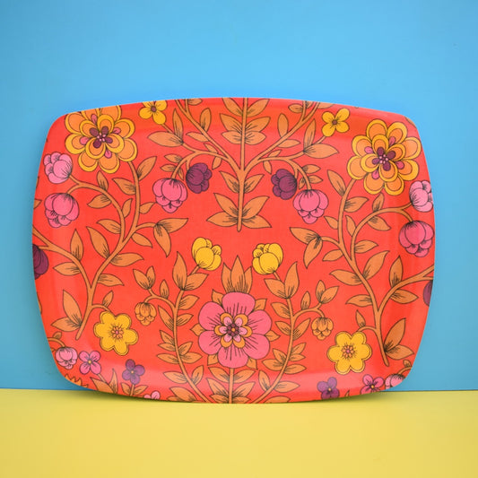 Vintage 1960s Flower Power Thetford Tray - Red