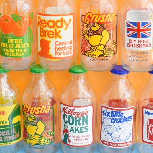 Vintage 1980s Glass Milk Bottles - Reusable by Pineapple Retro