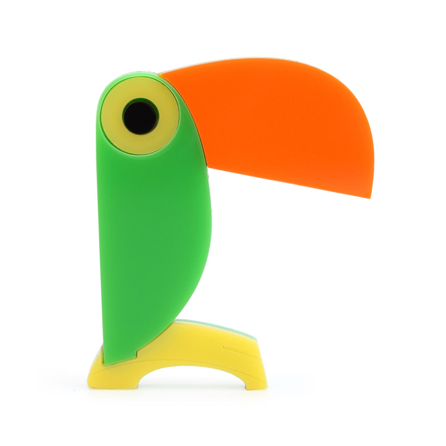 Retro Acrylic Brooch - Italian 1970s Toucan Lamp Style Design, Green