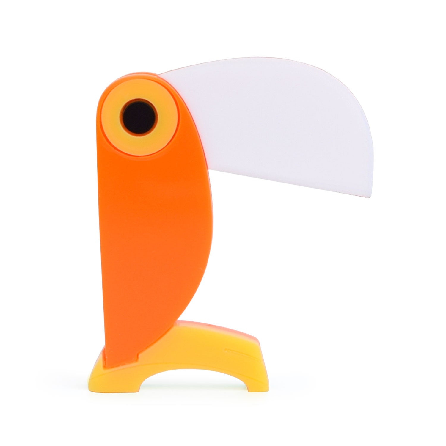 Retro Acrylic Brooch - Italian 1970s Toucan Lamp Style Design, Orange