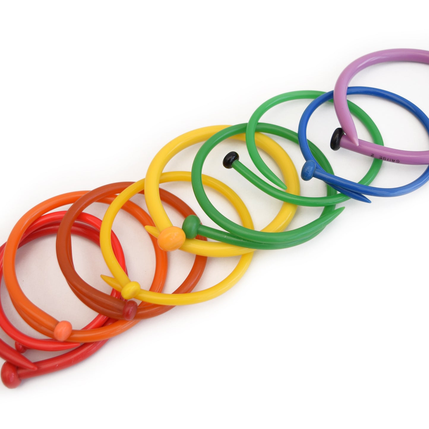 Retro Bangle by Cardigan Lane - Knitting Needle, Rainbow Colours