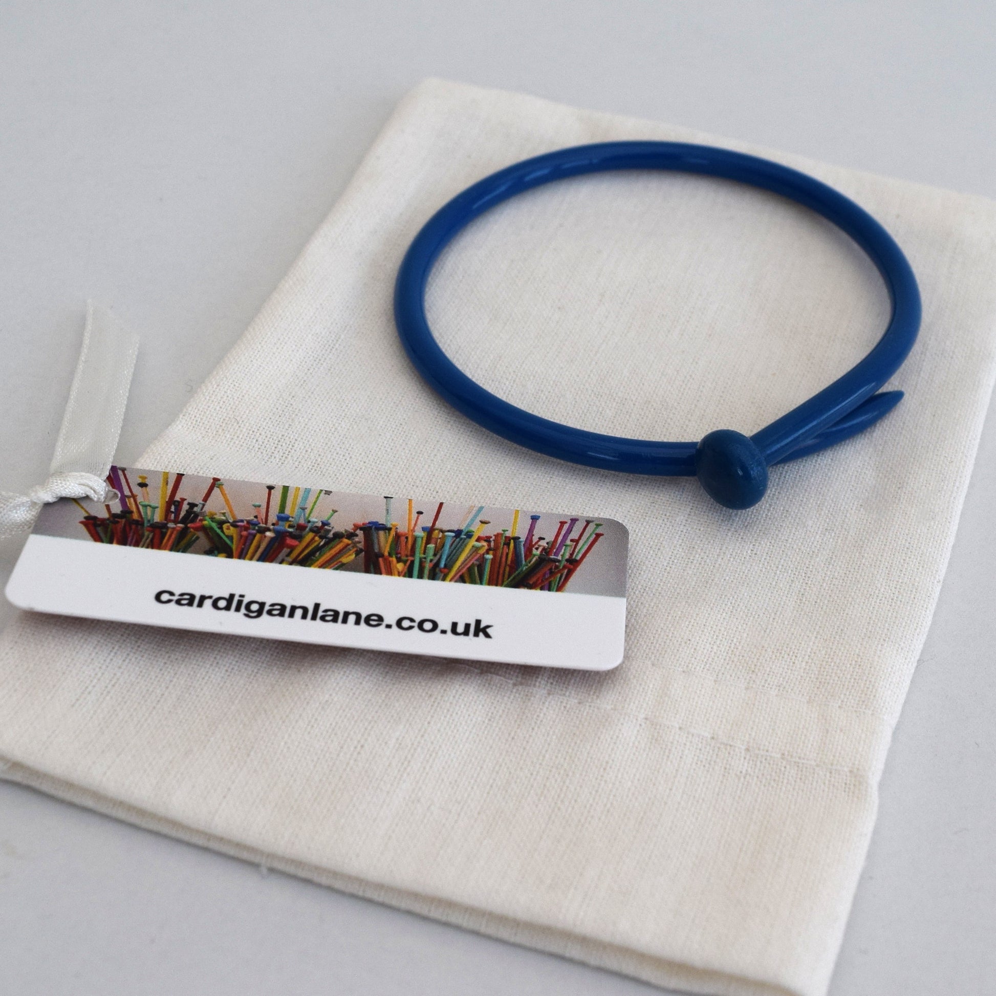 Retro Bangle by Cardigan Lane- Knitting Needle, Blue with Gift Bag