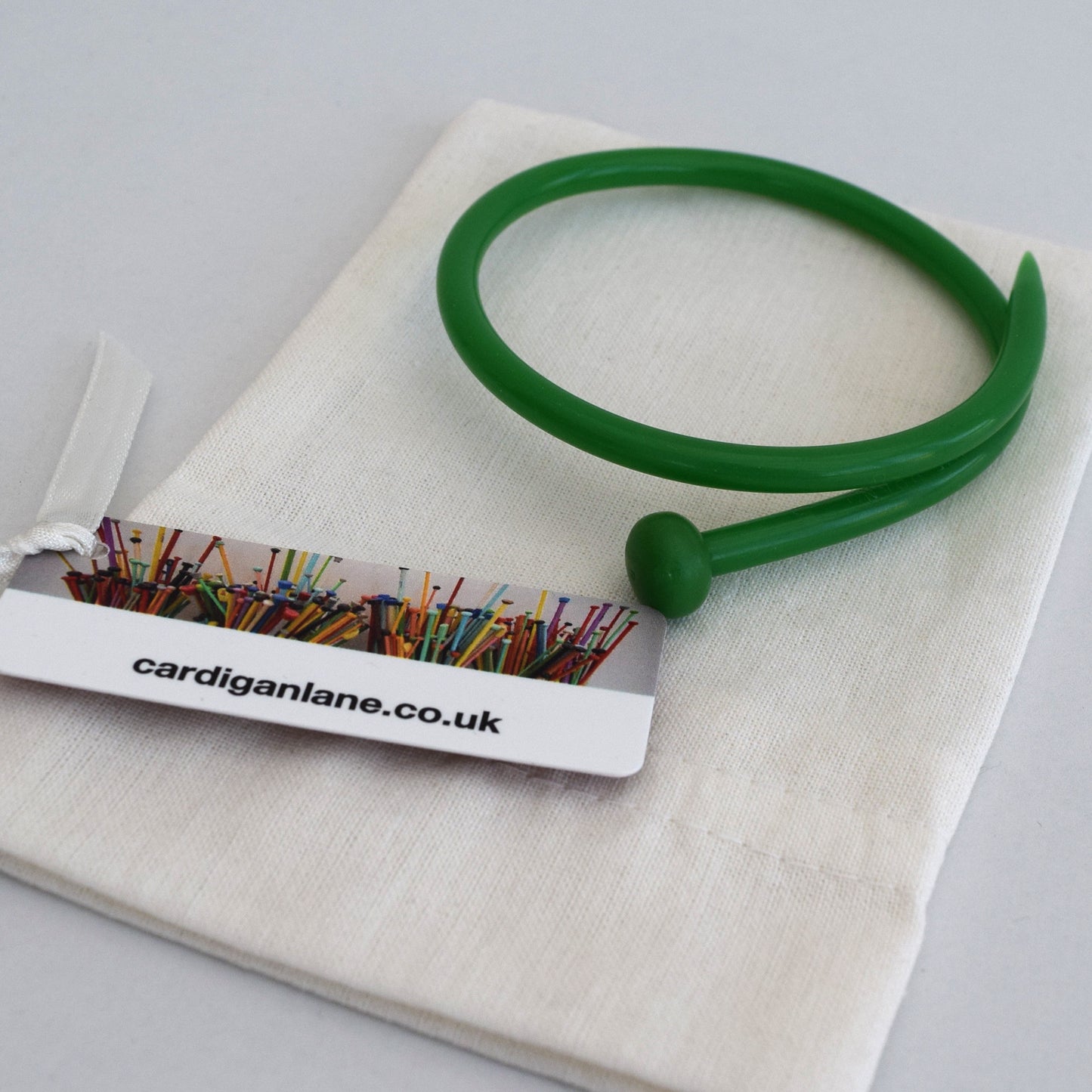 Retro Bangle by Cardigan Lane- Knitting Needle, Green With Gift Bag