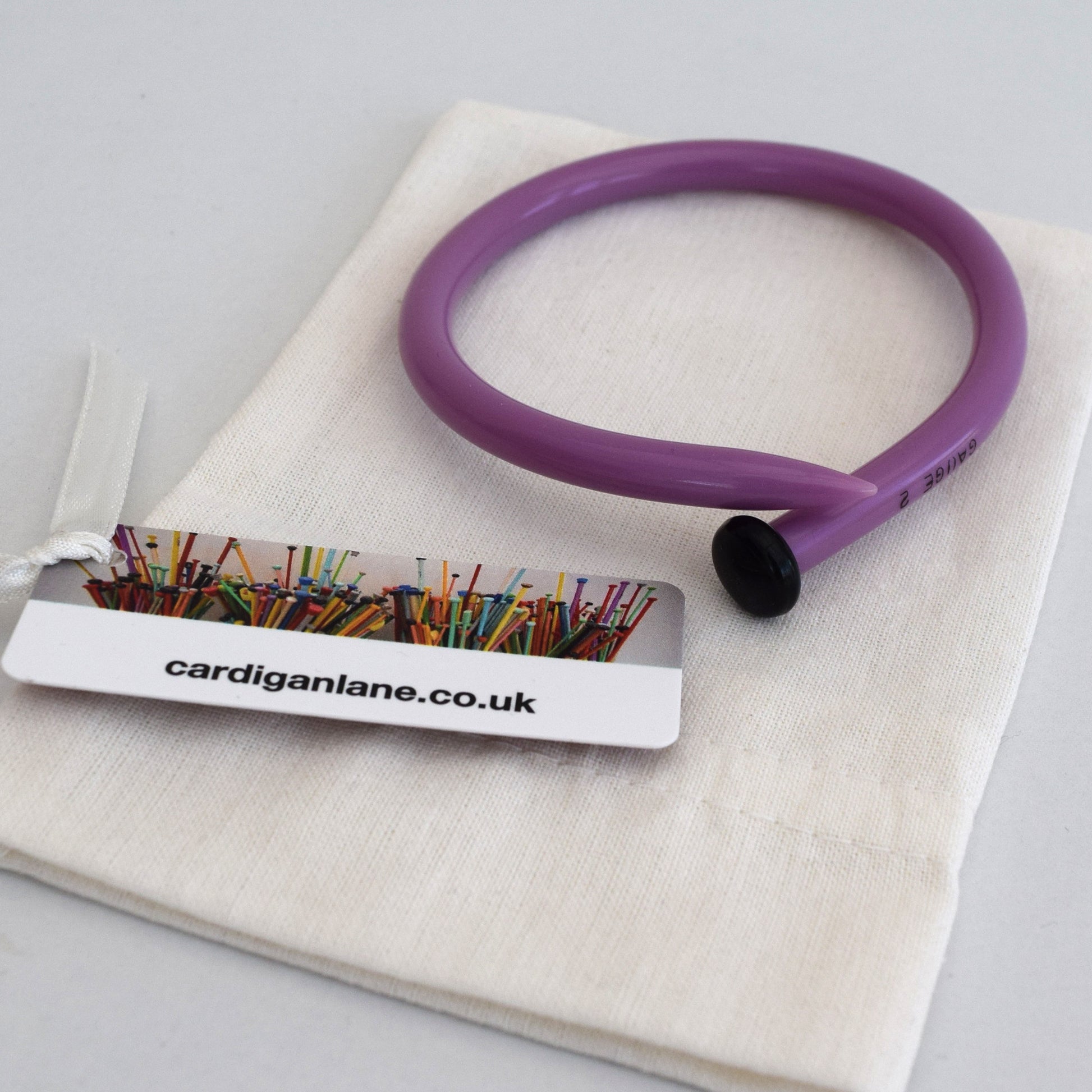 Retro Bangle by Cardigan Lane - Knitting Needle, Purple With Gift Bag