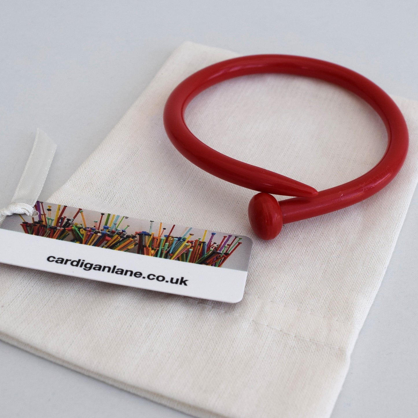 Retro Bangle by Cardigan Lane - Knitting Needle, Thick Red With Gift Bag