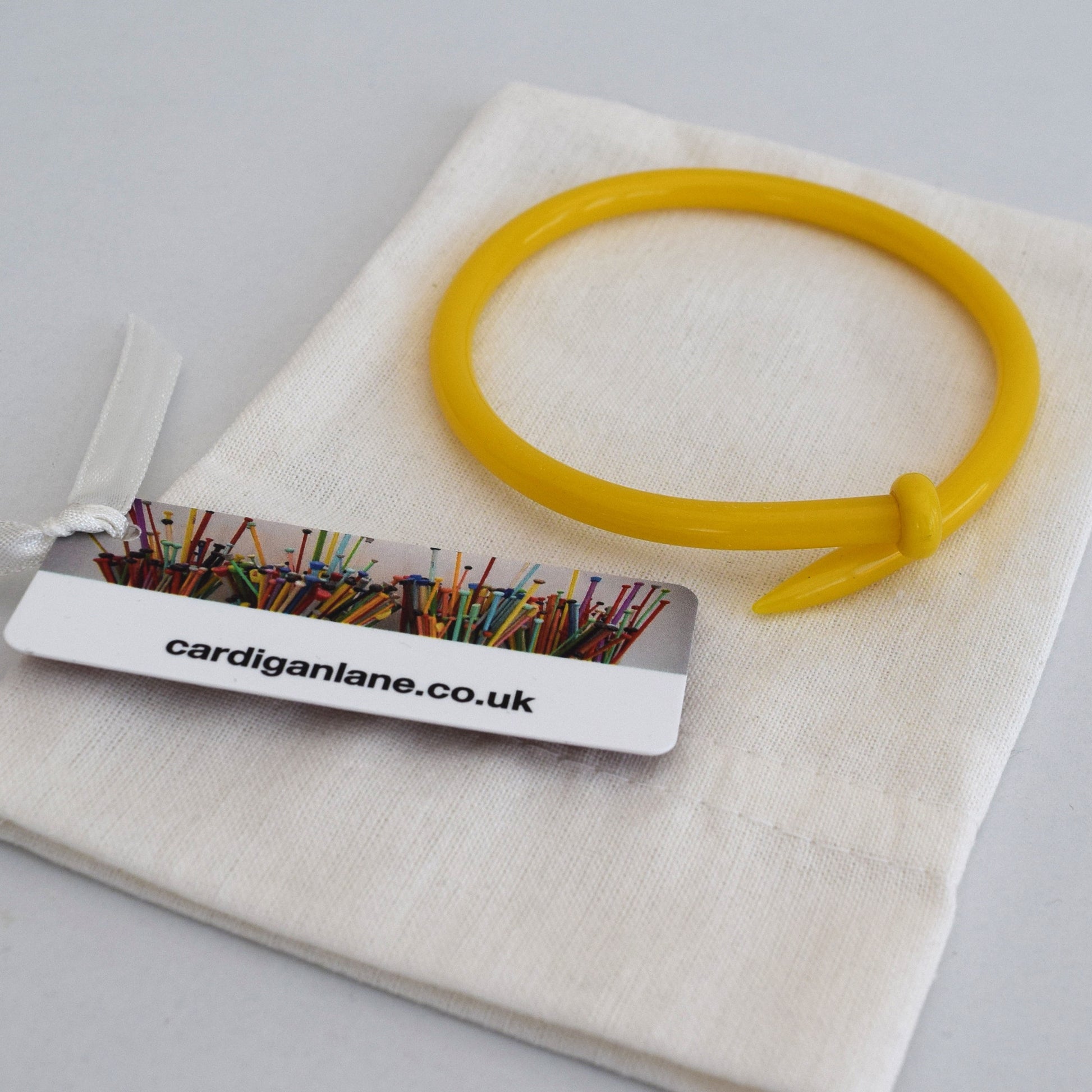 Retro Bangle by Cardigan Lane - Knitting Needle, Thin Yellow With Gift Bag