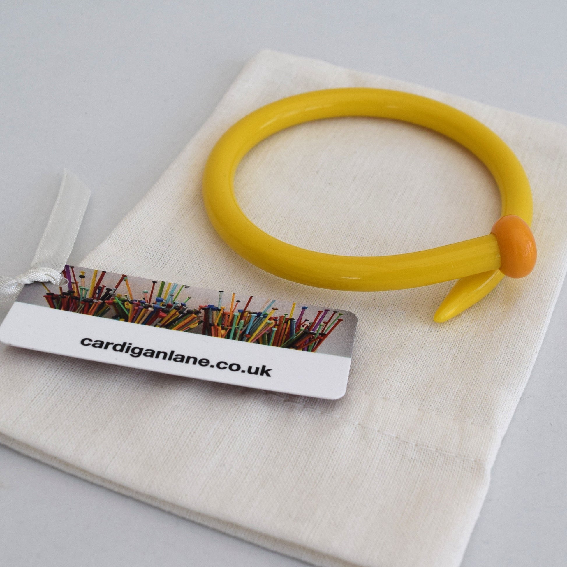 Retro Bangle by Cardigan Lane - Knitting Needle, Thick Yellow With Gift Bag