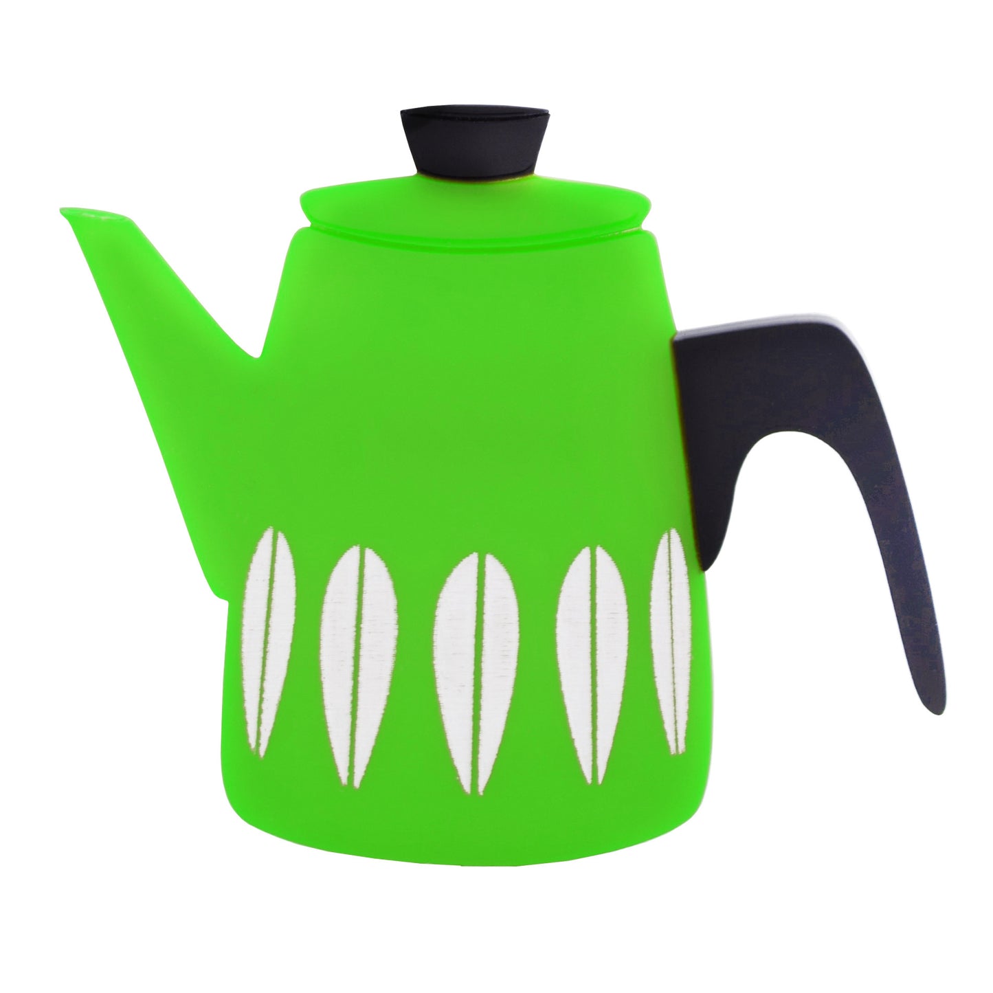 Retro Acrylic Brooch - Cathrineholm Style Coffee Pot Design, Green