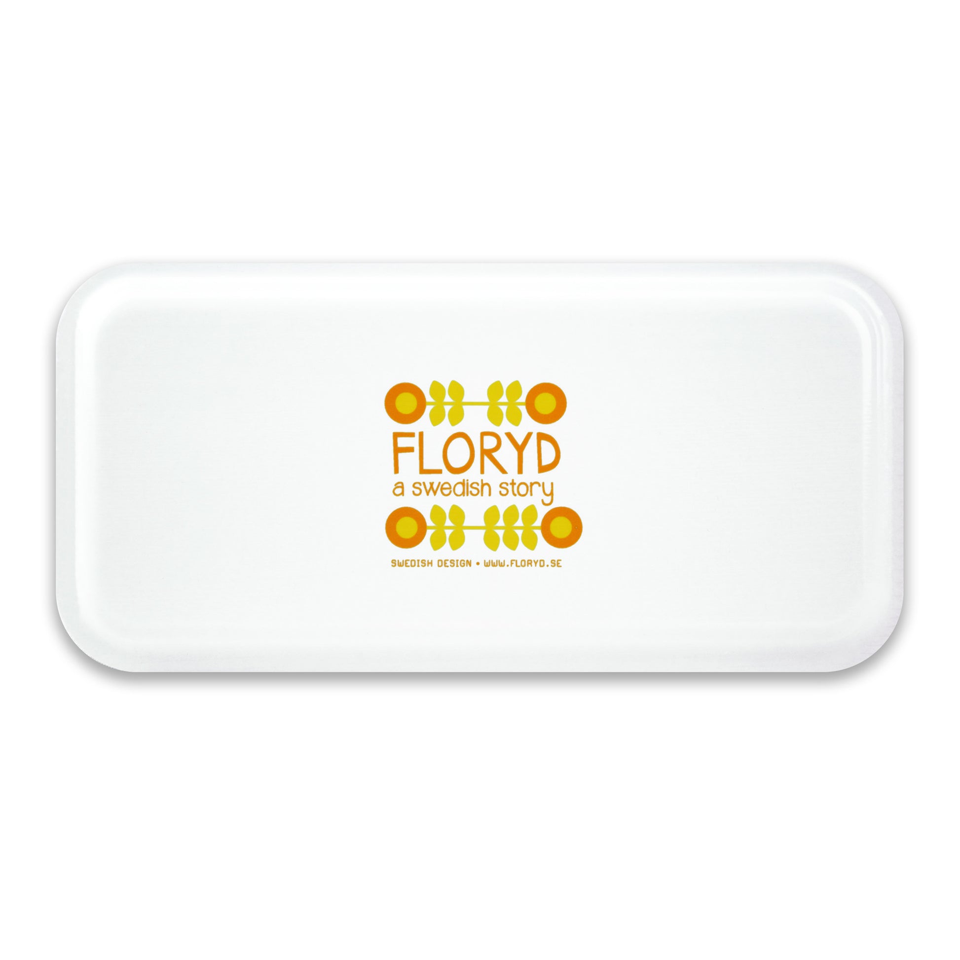 Retro Bamboo Tray - Swedish by Floryd - Retro Flower Design, Green & Orange - Rear View