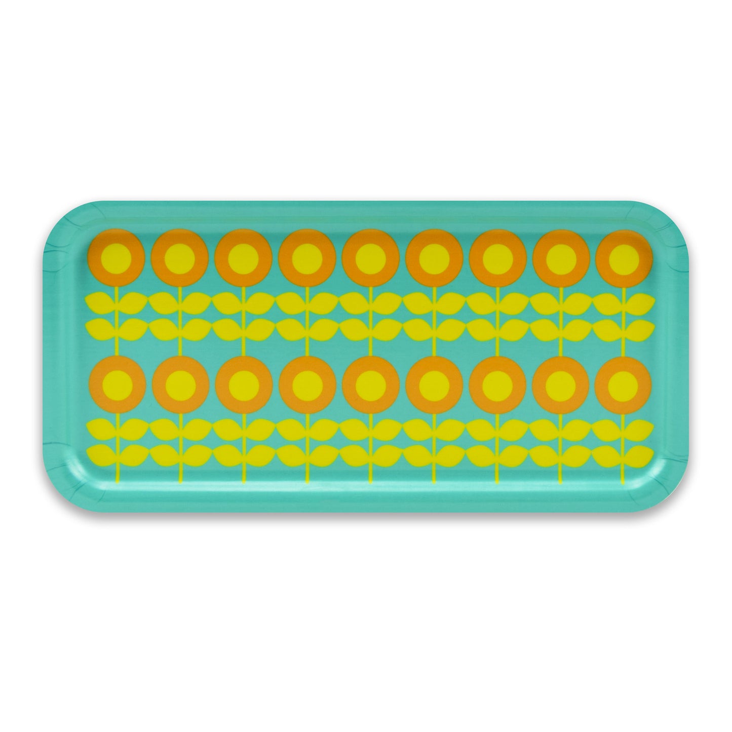 Retro Bamboo Tray - Swedish by Floryd - Retro Flower Design, Green & Orange