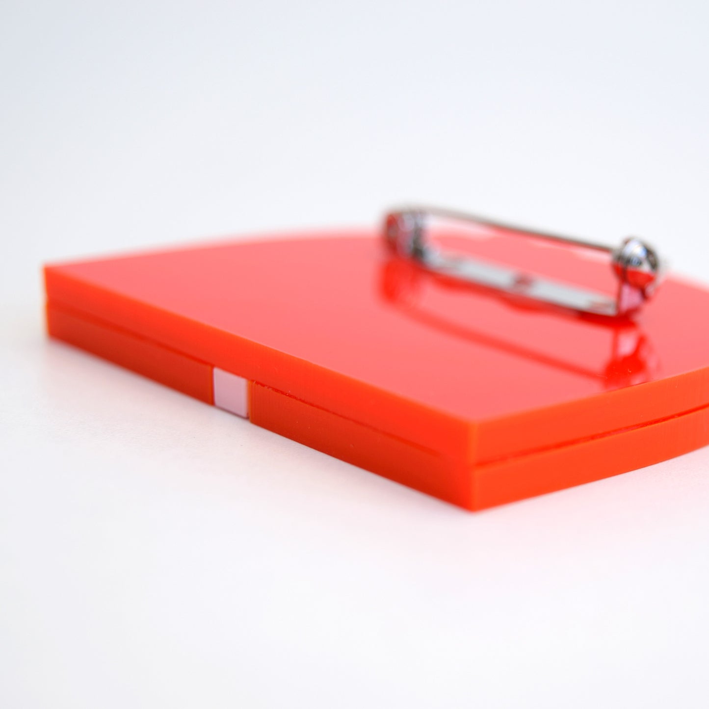 Retro Acrylic Brooch - Sophie Head, Red - Side View