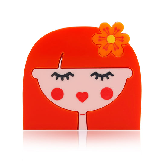 Retro Jewellery - Acrylic Brooch - Sophie Head, Red