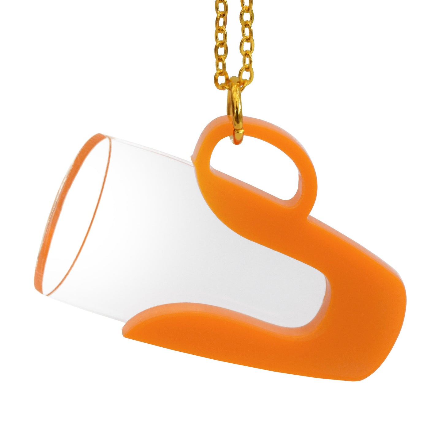 Retro Acrylic Necklace - Pyrex Drink-up Style Design, Orange