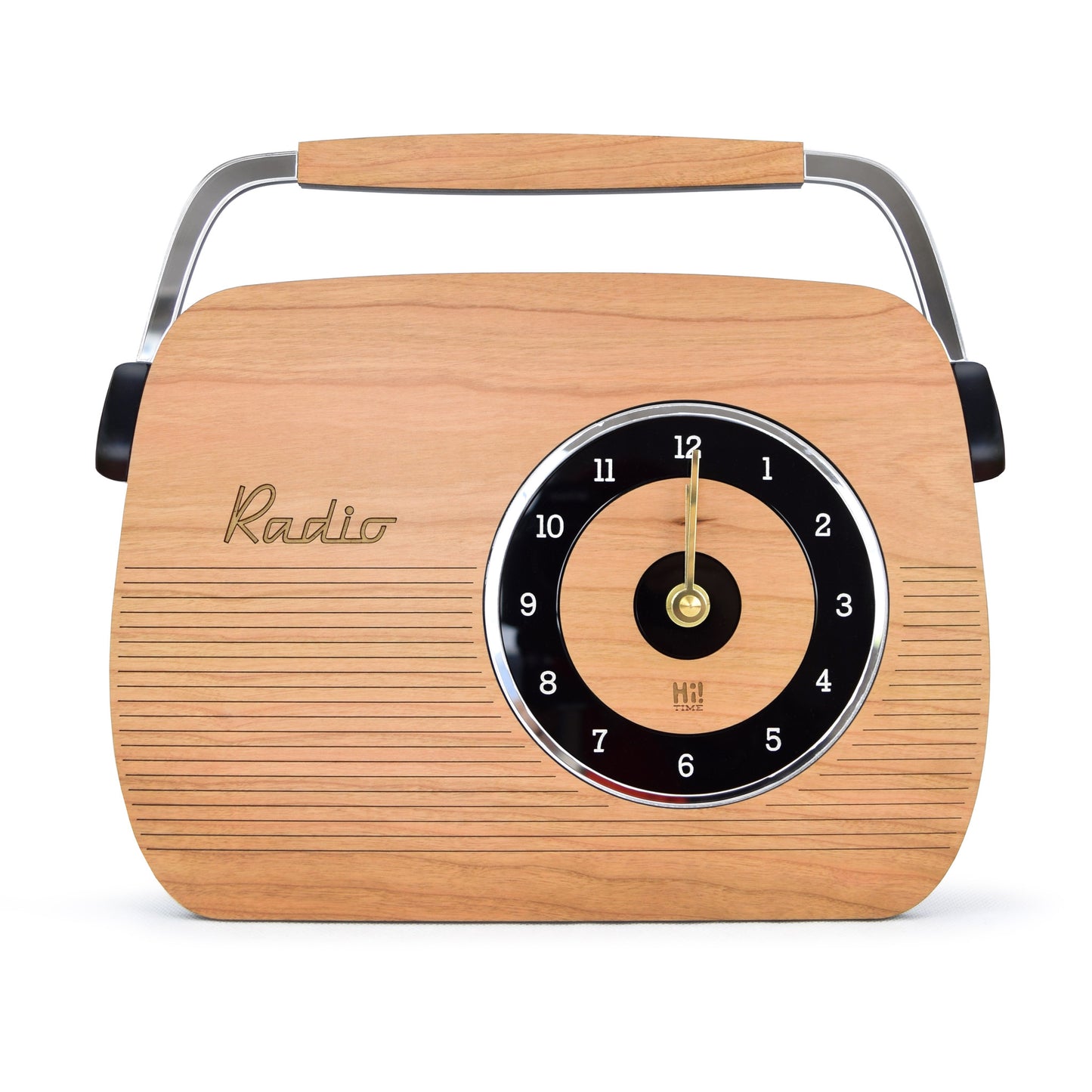 Retro Wooden Clock - Radio Design, Cherry Wood