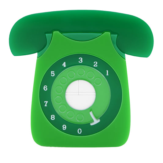 Retro Acrylic Brooch - GPO Style Telephone Design Green