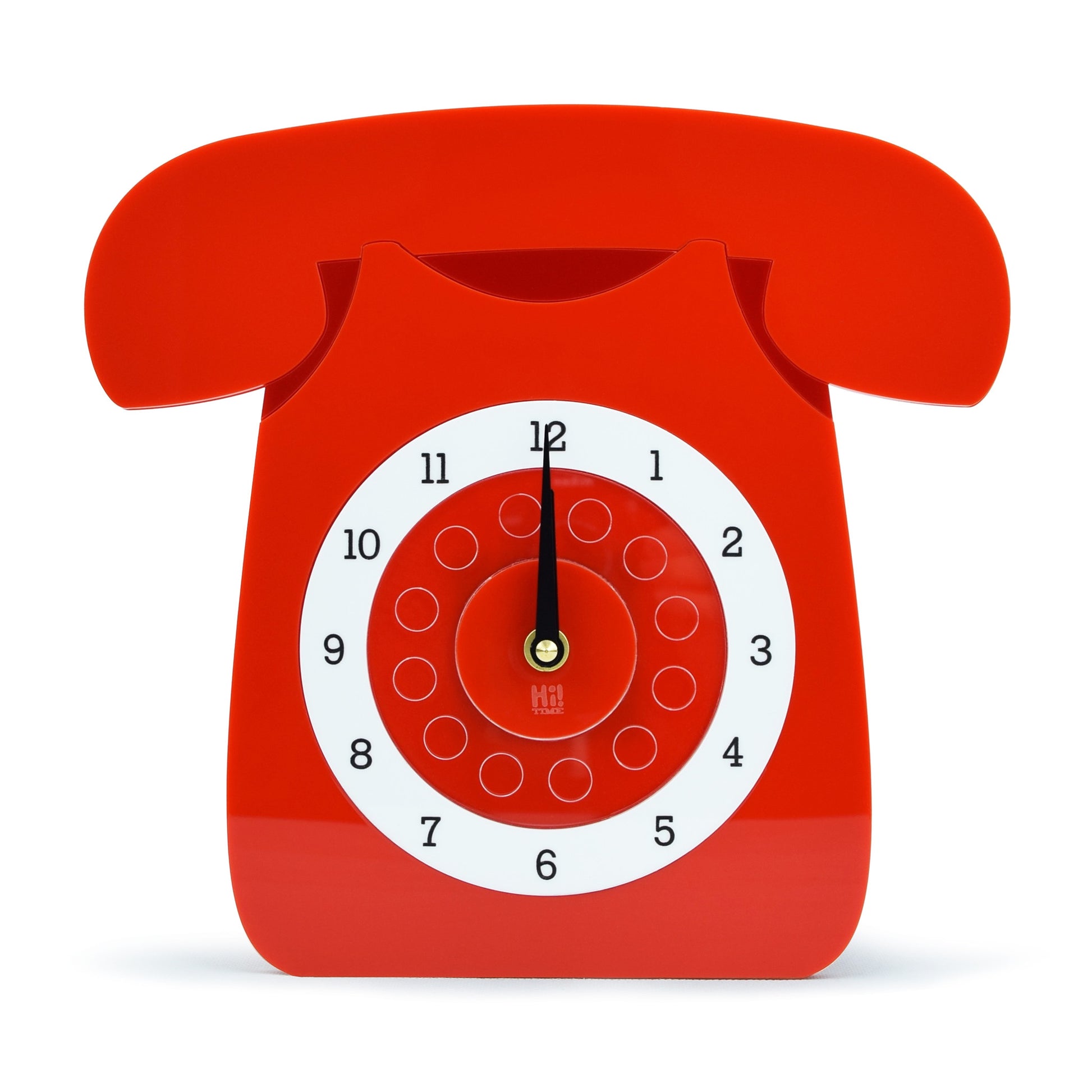 Retro Acrylic Clock - Iconic GPO Style Telephone Design, Red