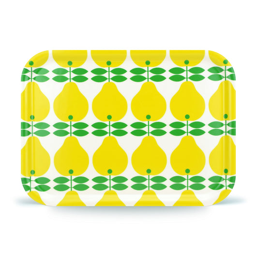 Retro Birch Veneer Tray - Swedish by Lotta Kuhlhorn - Pear Design, Yellow