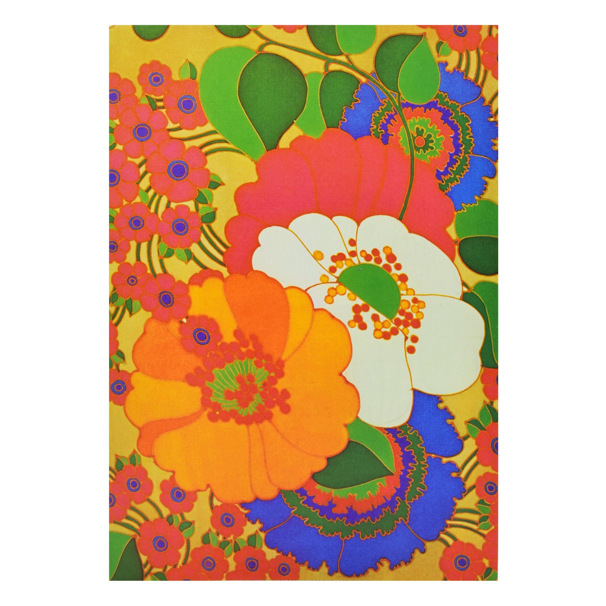 Vintage 1970s Greeting Card - by Robert Vernet - Flowers, Orange