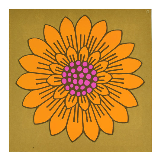 Vintage 1970s Sticker - by Jan Pienkowski - Large Flower Design, Orange